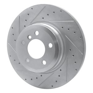 BMW X5 Brake Rotor (1) - Rear Left - R1 Concepts - Drilled & Slotted - Silver - `07-`19